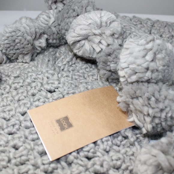 New Women Cable Knit Scarf, Gray - Picture 3 of 6